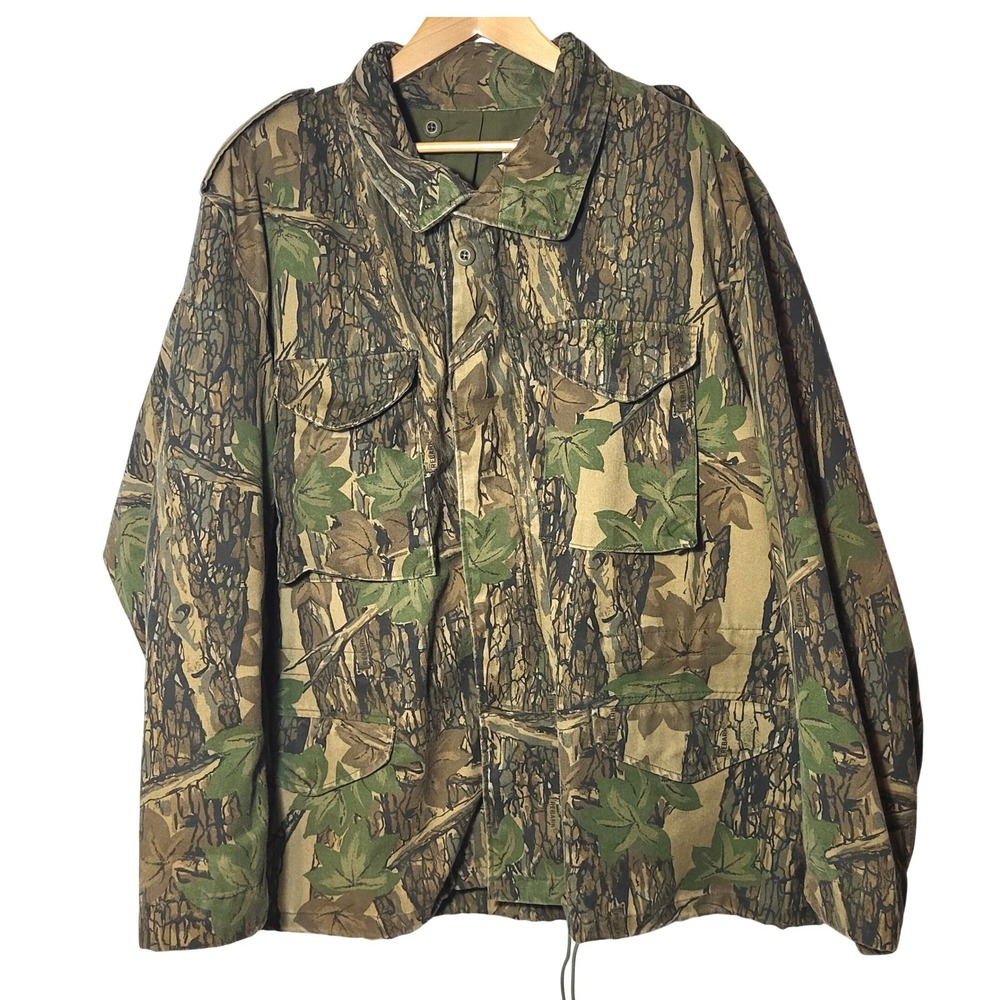 VTG Golden Mfg Trebark Camo M-65 Style Field Jacket XXXL USA 90s Hunting Utility